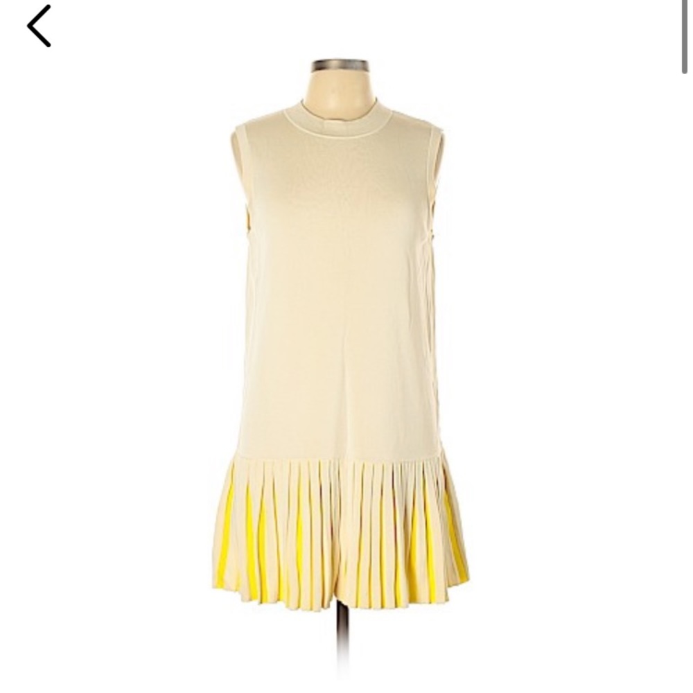sleeveless pleated sweater dress tunic neon yellow